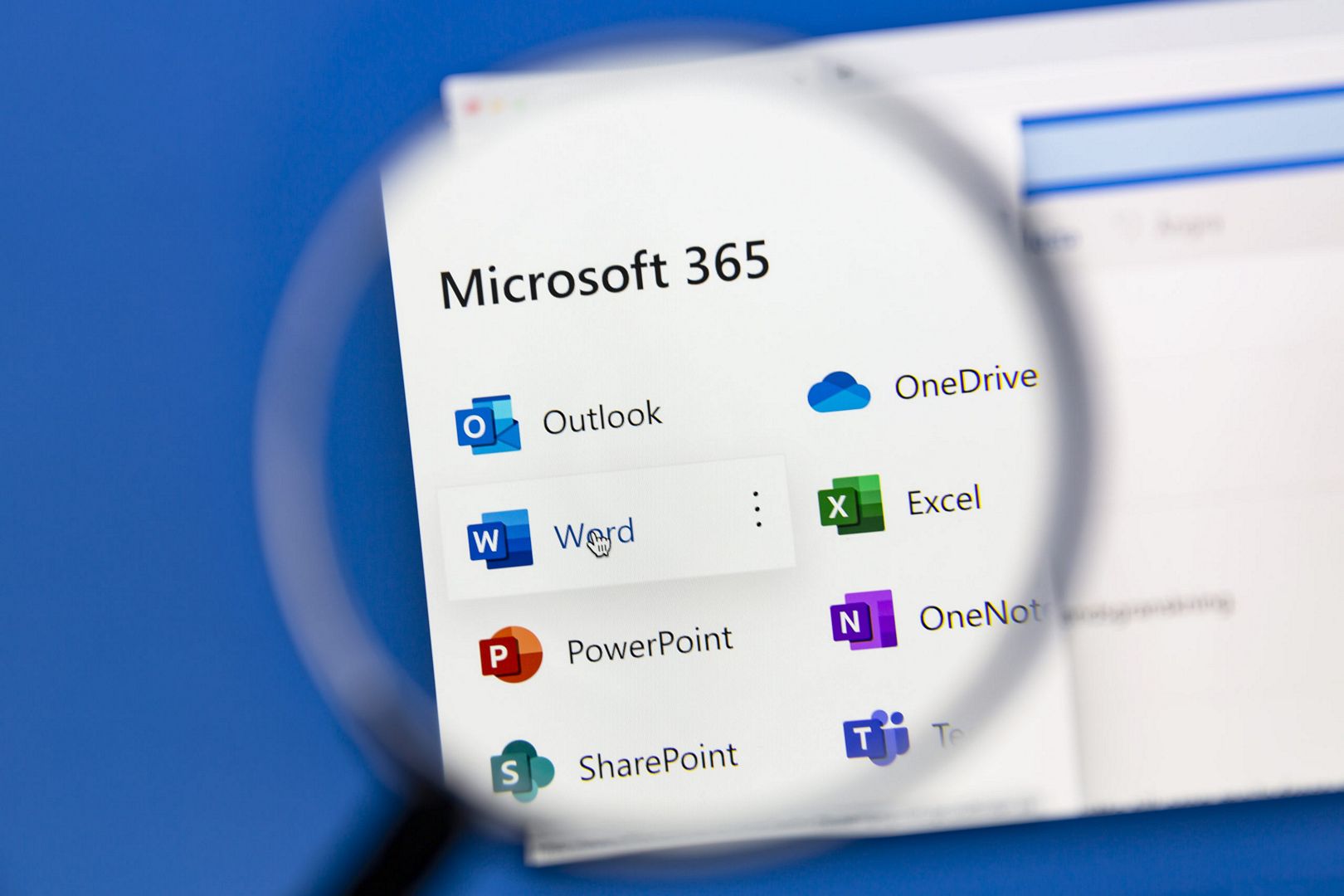 Ostersund, Sweden - Nov 6, 2020: Microsoft 365 web apps on a computer screen. Microsoft Office is an office suite created by Microsoft.